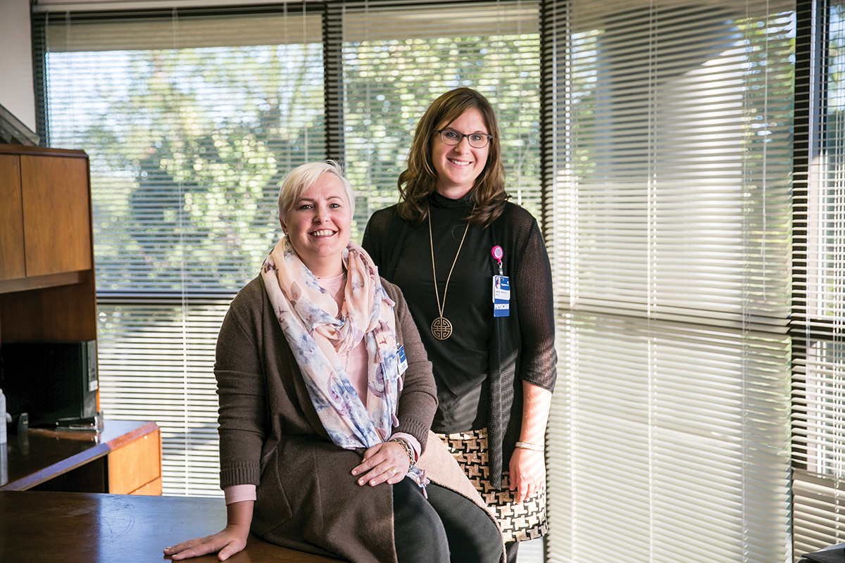 <p><strong>DOUBLE EXPOSURE</strong>: Dr. Jennifer Wells (left) and Dr. Kimberly Simcox are among a handful of physicians nationally who are both trained in obstetrics and board certified in addiction medicine.</p>
