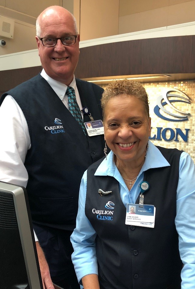 Carilion Roanoke Memorial Hospital Guest Services Lead Norvin Boone and Guest Services Representative Lynn Dozier help create a special experience for patients and guests.