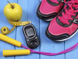 apple jump rope running shoes and blood sugar monitor