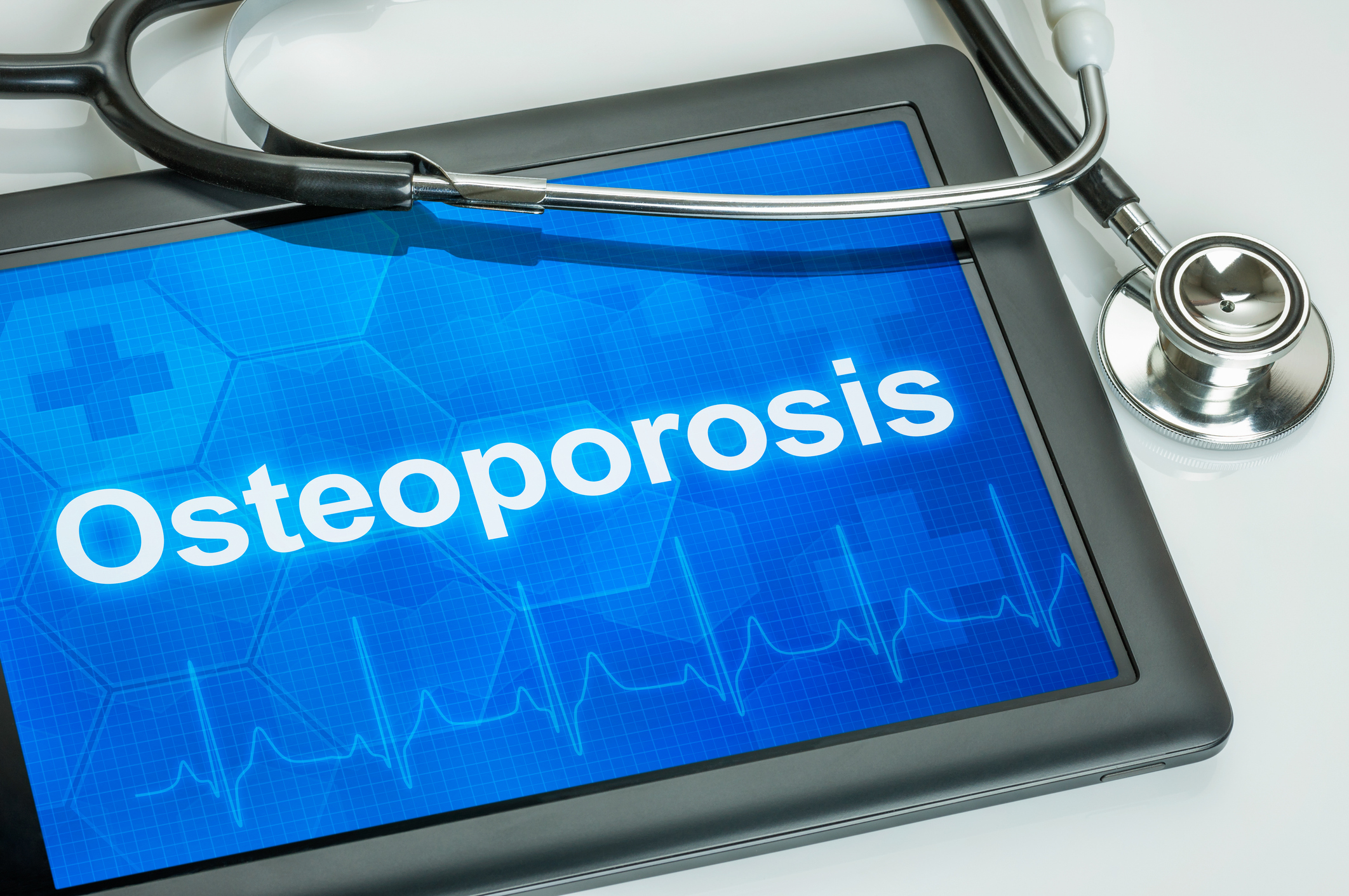 Tablet showing "Osteoporosis"