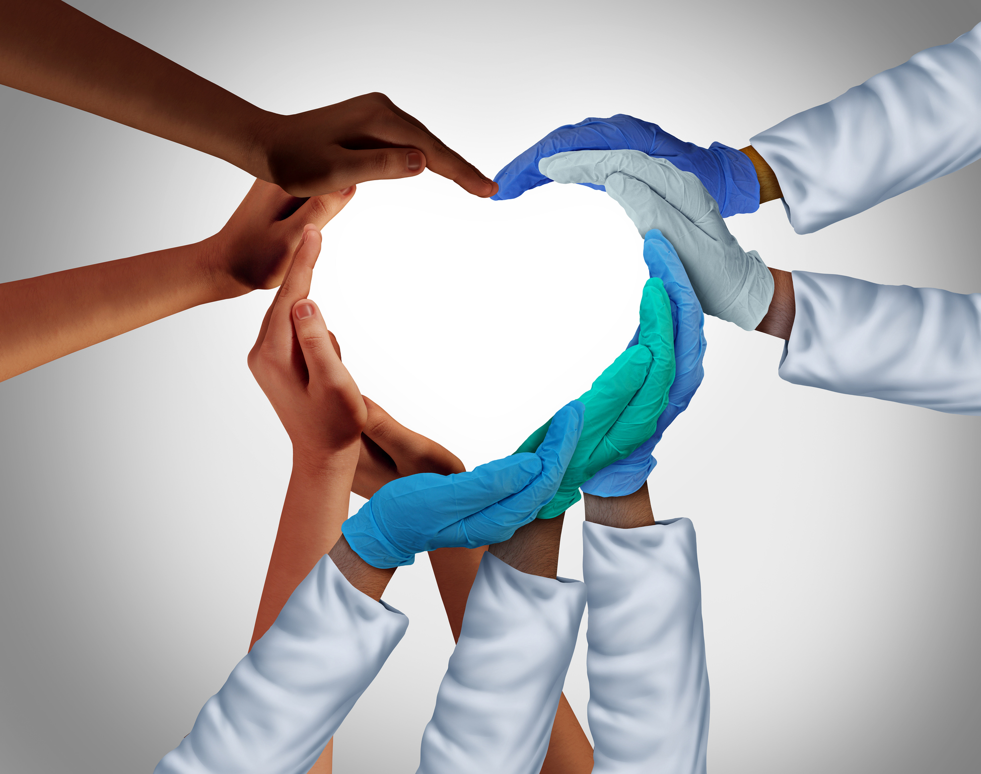 Medical Team with hands together forming a heart