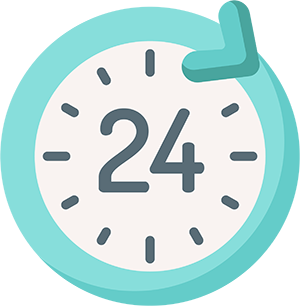 graphic of clock with 24 in the middle