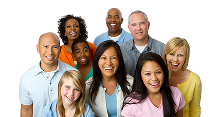 Group photo of diverse people.