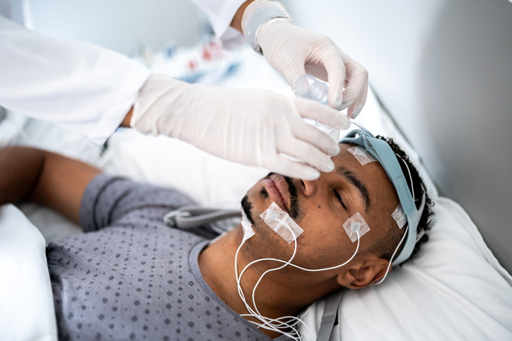 a man getting a sleep study