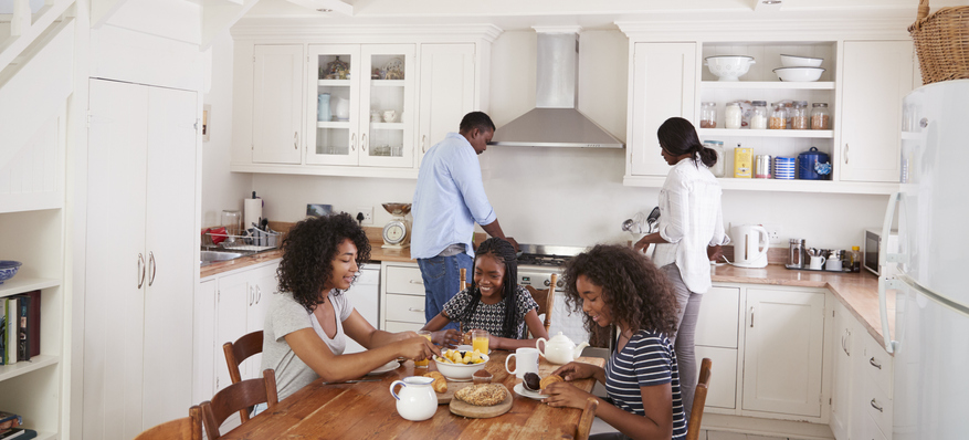 a family eating dinner