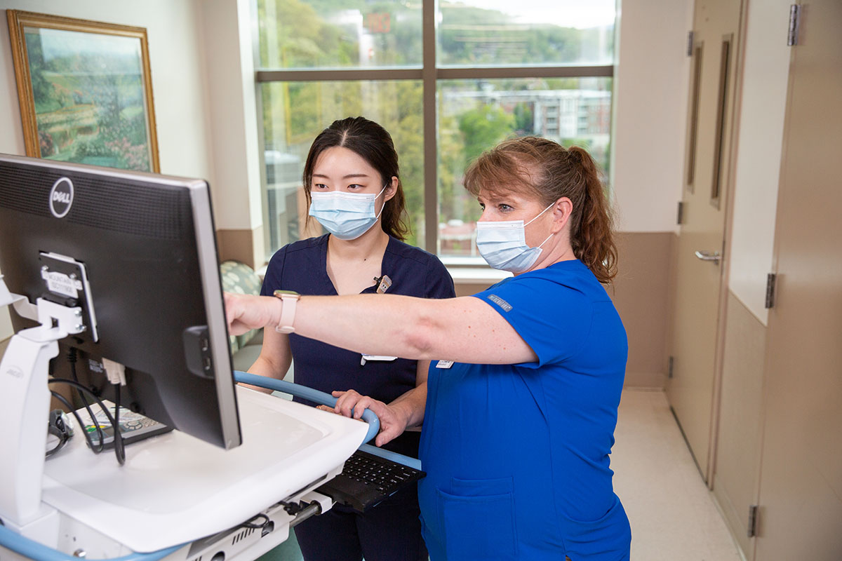Nurses at a computer image