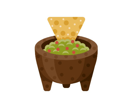 Illustration of a chip dipping in guacamole