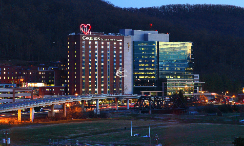 Carilion Roanoke Memorial Hospital at night