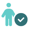 Person icon next to a check mark