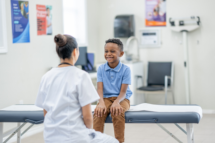 pediatric patient in exam room