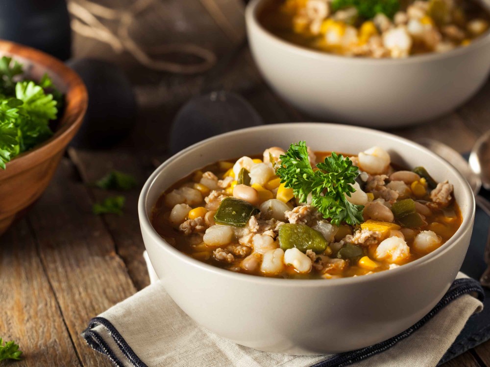 stock photo of chicken chili with white beans