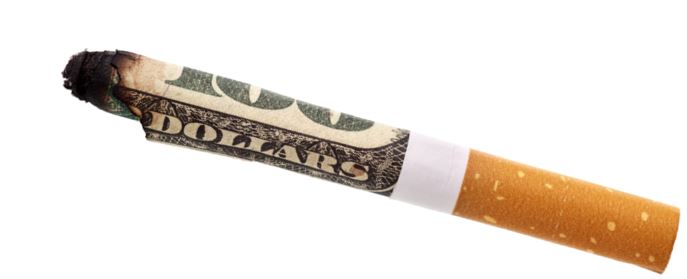 a cigarette of money
